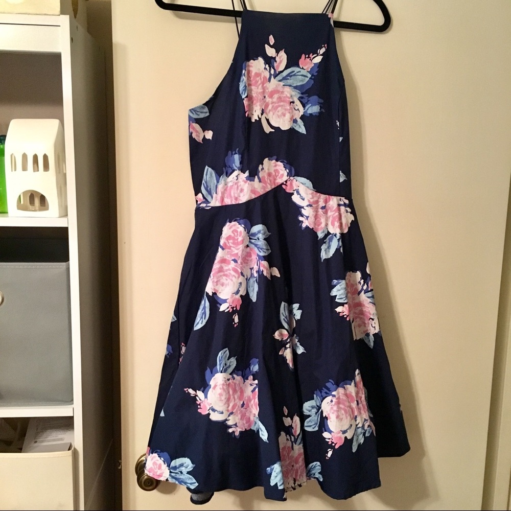 Navy Floral Spring Dress